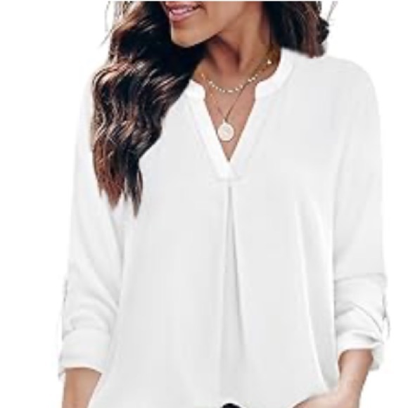 Gaharu Tops - Gaharu (NWT) V-Neck Blouse with 3/4 Sleeve